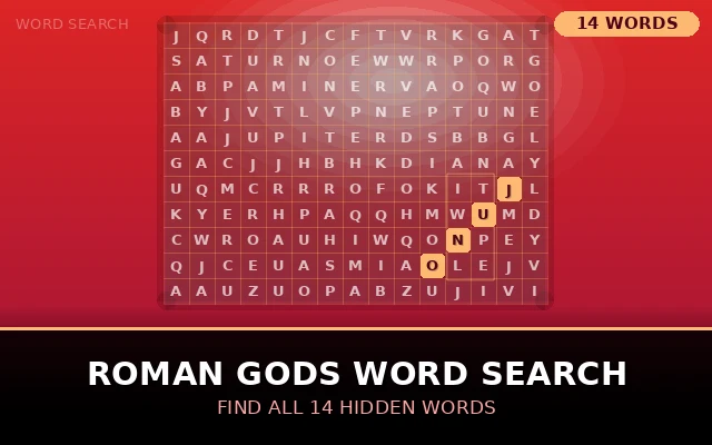 Roman Gods Word Search Grid