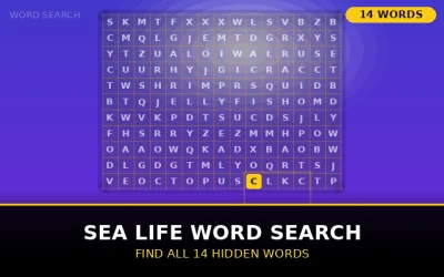 Sea Life Word Search Word Search Puzzle