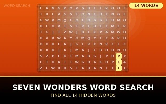 Seven Wonders Word Search Grid