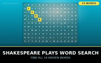 Shakespeare Plays Word Search Word Search Puzzle