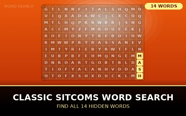 Classic Sitcoms Word Search Grid