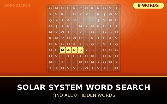 Solar System Word Search Grid