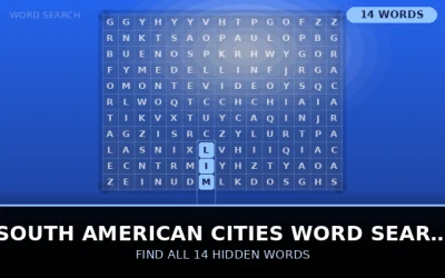 South American Cities Word Search Word Search Puzzle