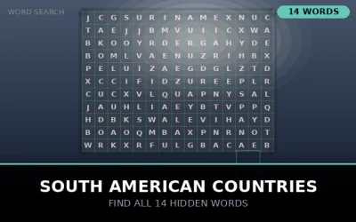 South American Countries Word Search Puzzle