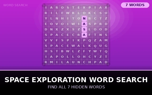 Space Exploration Word Search Grid