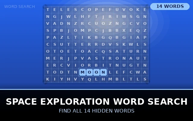 Space Exploration Word Search Grid