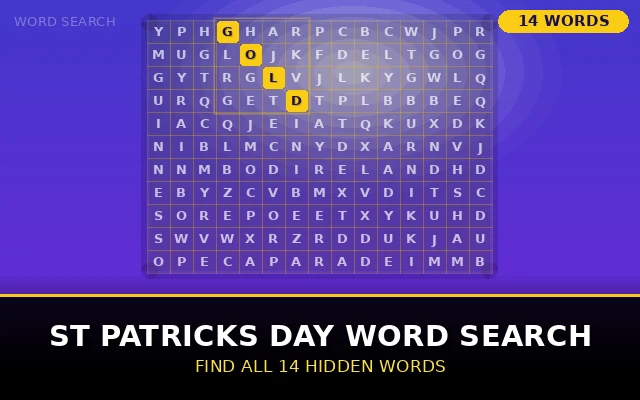 St Patricks Day Word Search Grid