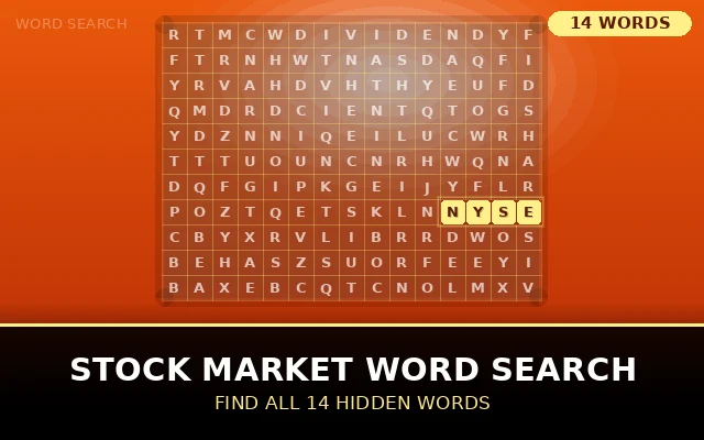 Stock Market Word Search Grid