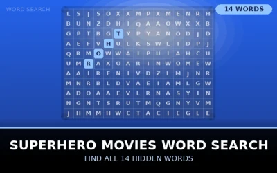 Superhero Movies Word Search Word Search Puzzle