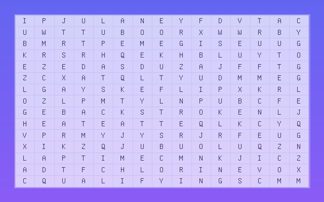 Swimming Terms Word Search Grid