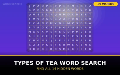 Types of Tea Word Search Word Search Puzzle