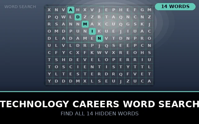 Technology Careers Word Search Grid