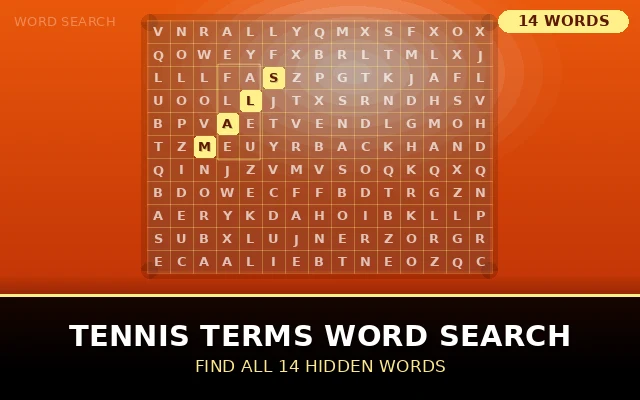 Tennis Terms Word Search Grid