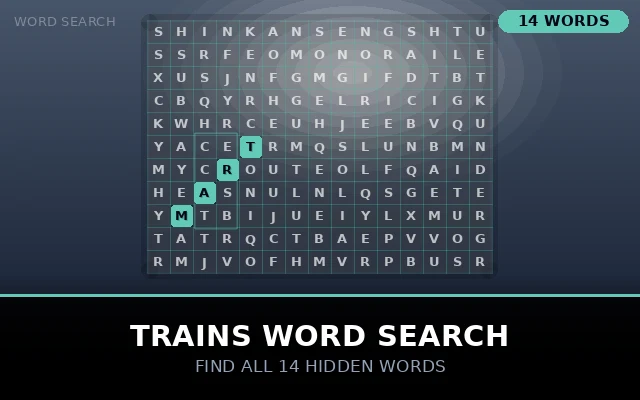 Trains Word Search Grid