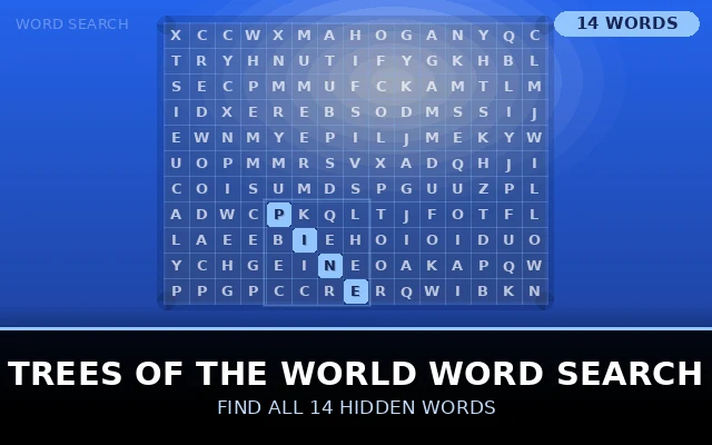 Trees of the World Word Search Grid