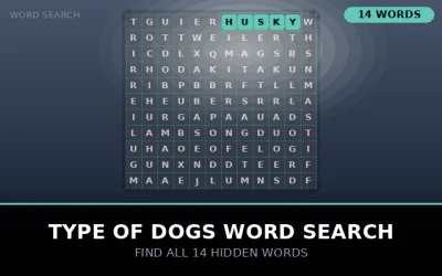 Type of Dogs Word Search Word Search Puzzle