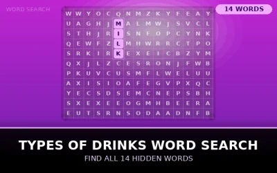 Types of Drinks Word Search Word Search Puzzle