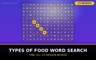Types of Food Word Search Word Search Puzzle