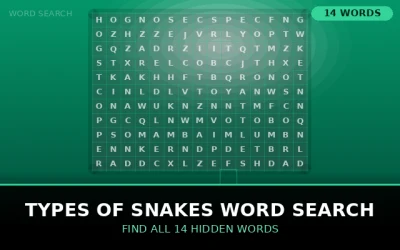 Types of Snakes Word Search Word Search Puzzle