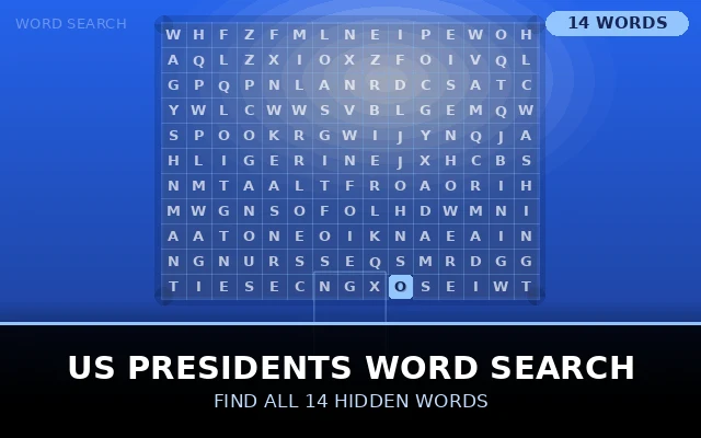 US Presidents Word Search Grid
