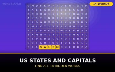 US States and Capitals Word Search Puzzle