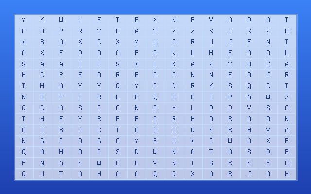 US States Word Search Grid