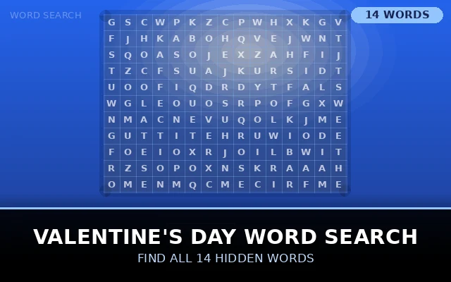 Valentine's Day Word Search Grid