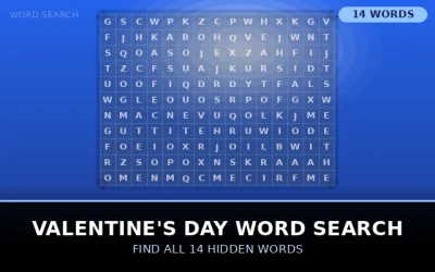 Valentine's Day Word Search Word Search Puzzle