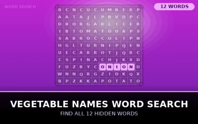 Vegetable Names Word Search Word Search Puzzle