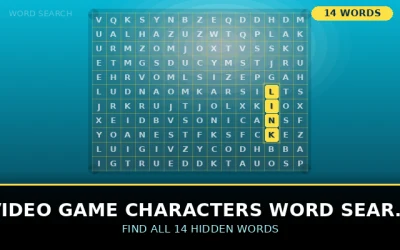 Video Game Characters Word Search Word Search Puzzle