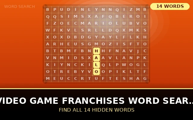 Video Game Franchises Word Search Grid
