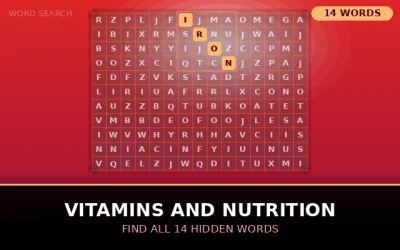 Vitamins and Nutrition Word Search Puzzle