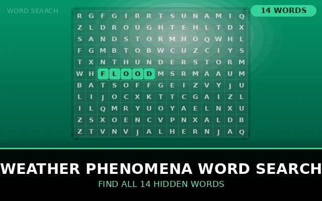 Weather Phenomena Word Search Grid