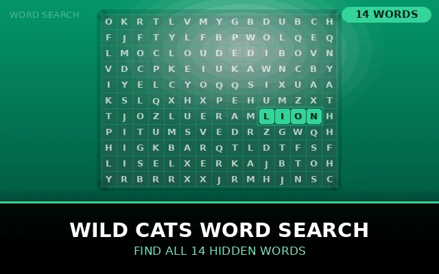 Wild Cats Word Search Grid