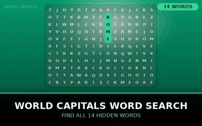 World Capitals Word Search Word Search Puzzle