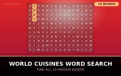World Cuisines Word Search Word Search Puzzle