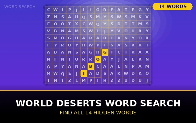 World Deserts Word Search Grid