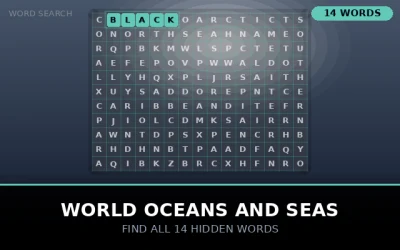 World Oceans and Seas Word Search Puzzle