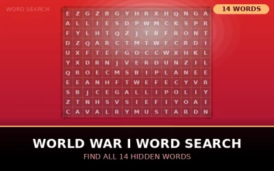 World War I Word Search Word Search Puzzle