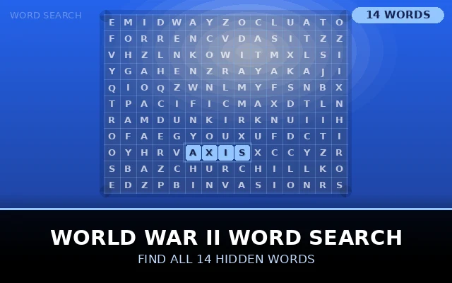 World War II Word Search Grid