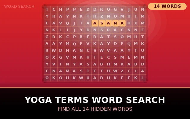 Yoga Terms Word Search Grid