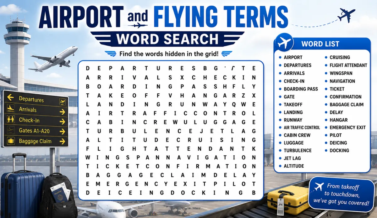 Airport and Flying Terms Word Search: A Fun Way to Learn Aviation Vocabulary