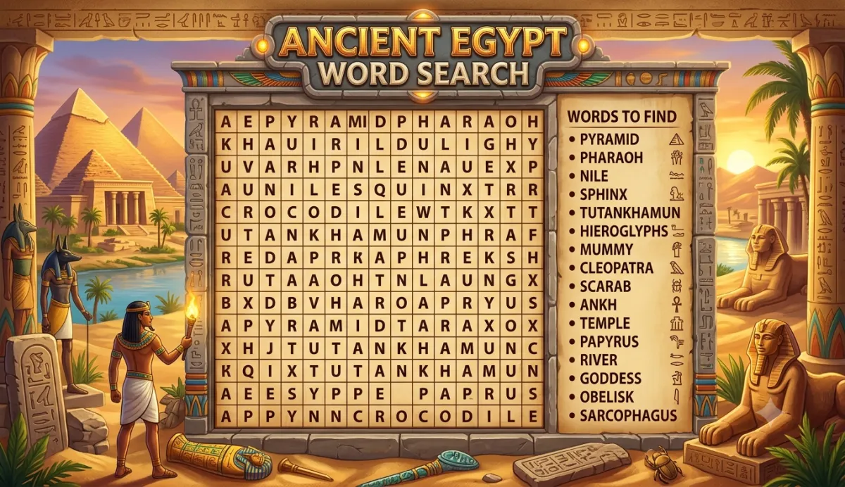 Ancient Egypt Word Search: Uncovering the Wonders of a Lost Civilization