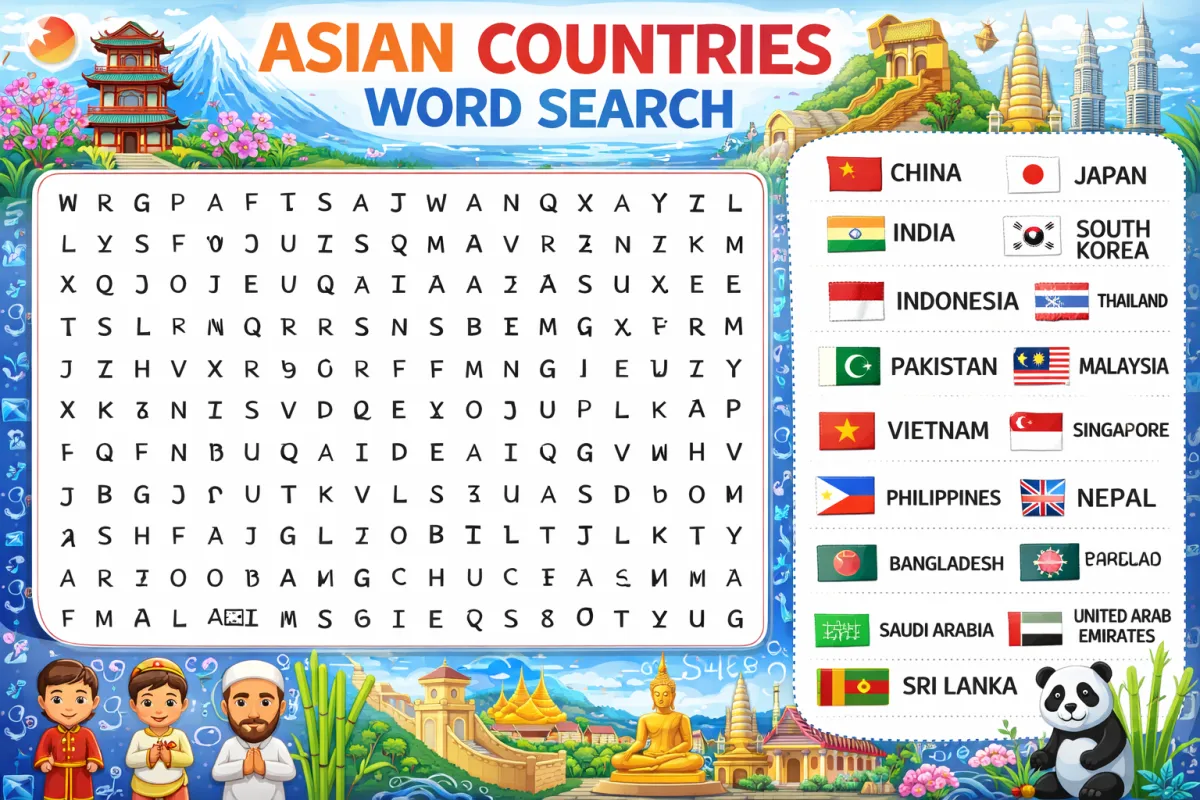 The Ultimate Learning Guide Asian Countries Word Search