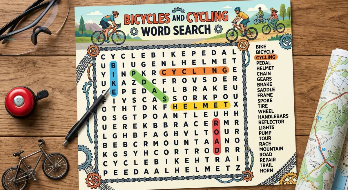 Bicycles and Cycling Word Search: Pedaling Through Vocabulary