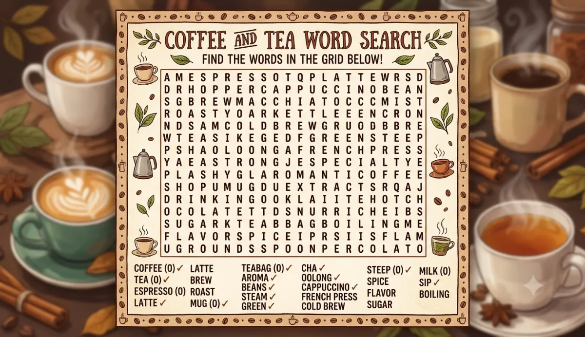 Coffee and Tea Word Search: A Warm Way to Learn New Words