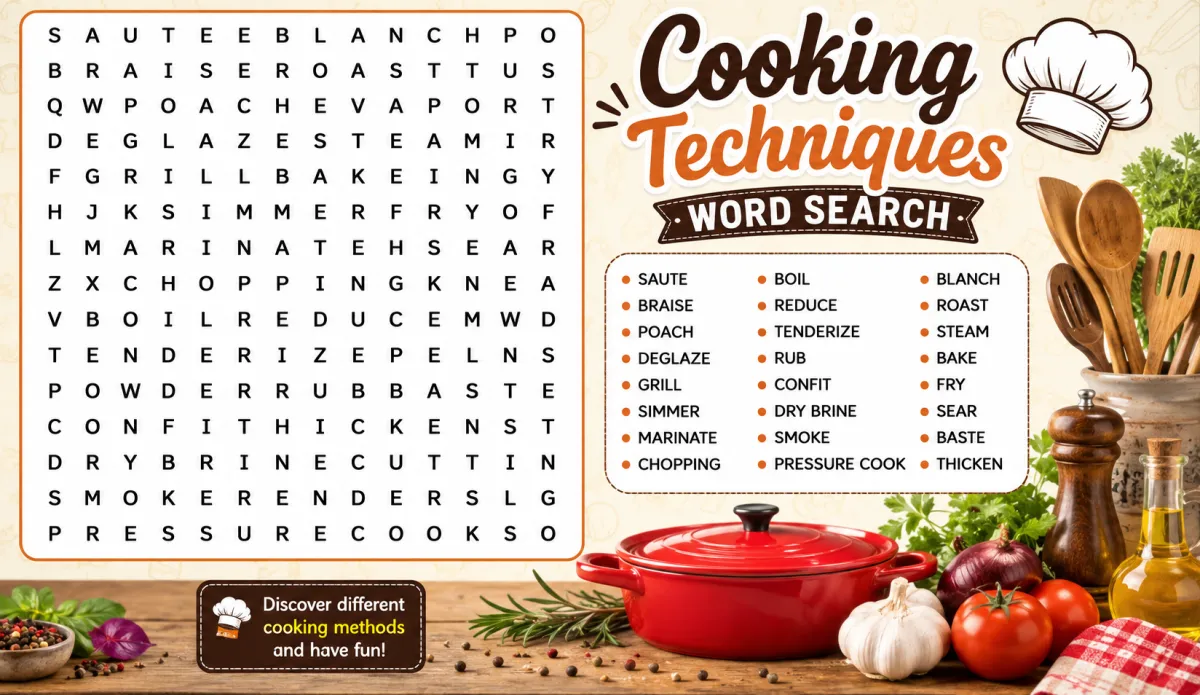 Cooking Techniques Word Search: Mastering Kitchen Vocabulary One Word at a Time