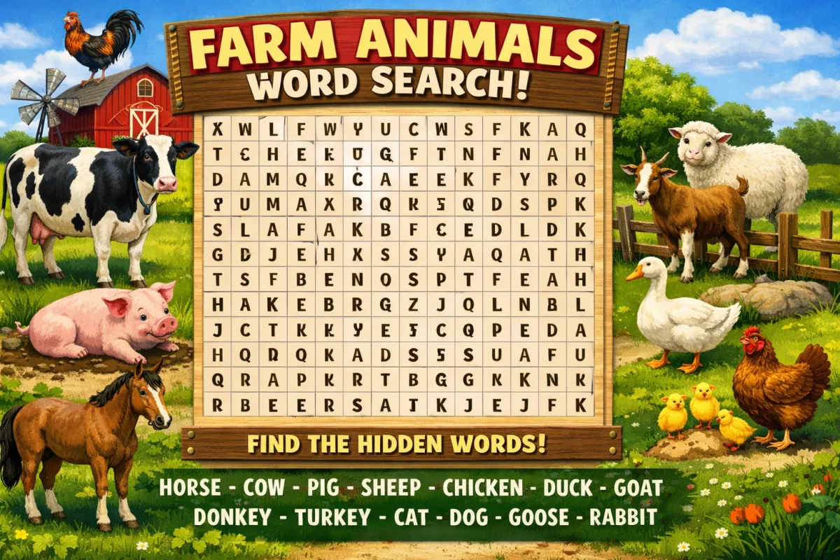 Farm Names Word Search