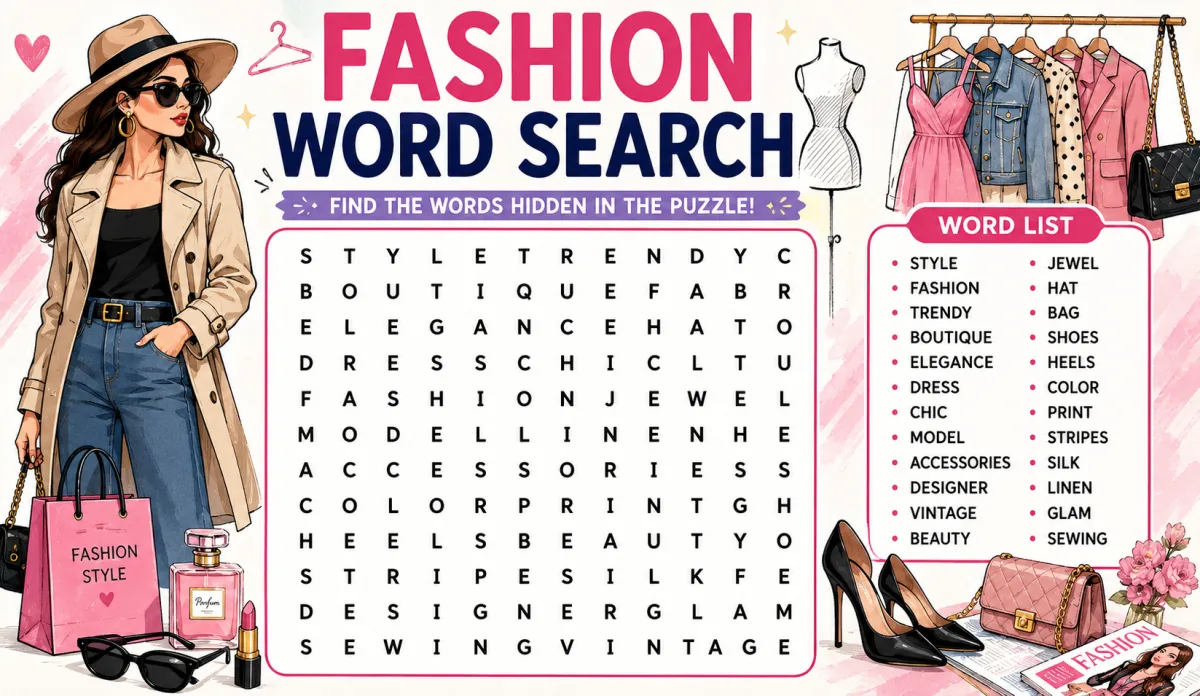 Fashion Word Search — Trends, Brands and Style Vocabulary (2026)