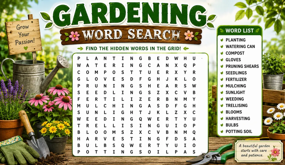 Gardening Word Search: A Relaxing Puzzle for Plant Lovers of All Ages